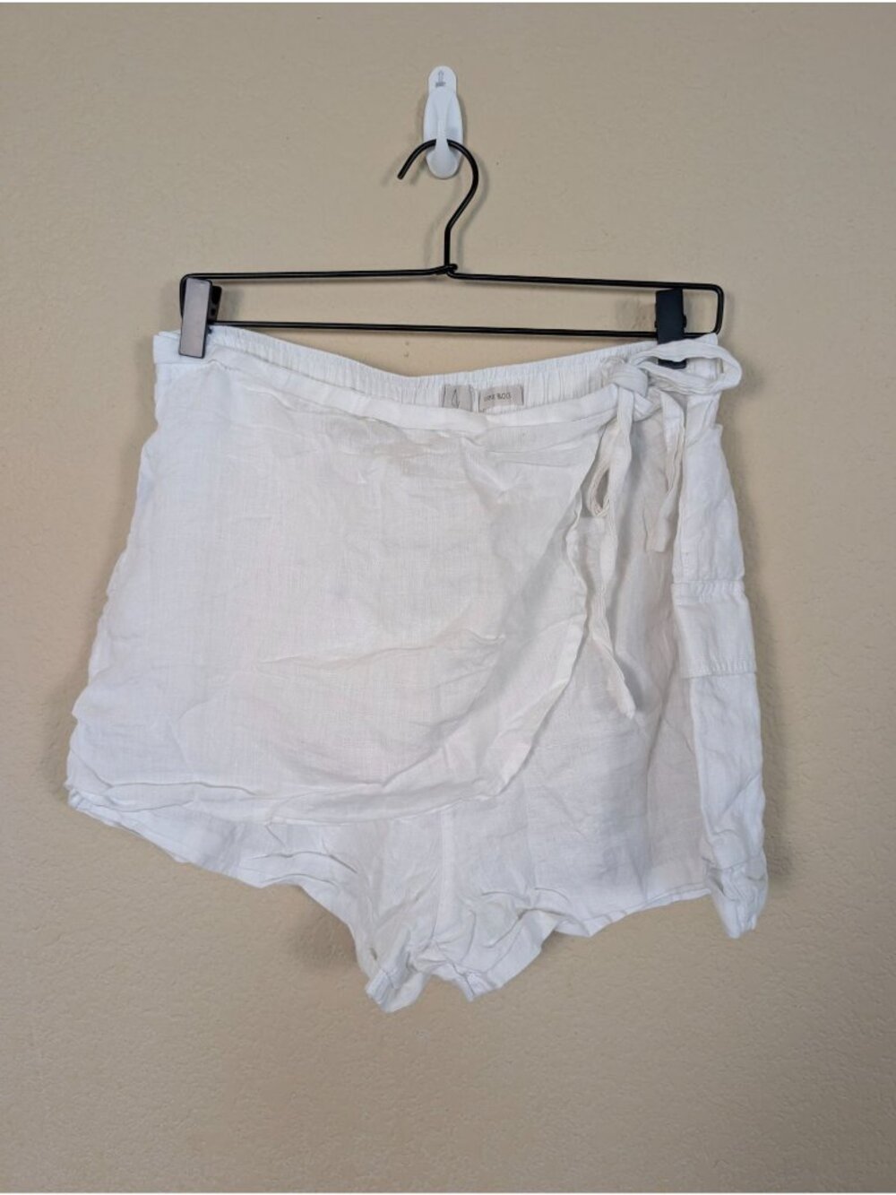 Joie 100% Linen Womans cargo shorts skirt wrap overlay sz XL White Coastal Beach
